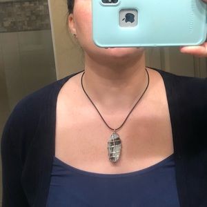 Metal Wrapped Natural Stone Pendant